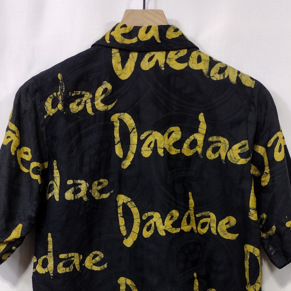 Women's Graphic Button Shirt Women's M Black Yellow Grunge Rockabilly Boho Retro - Picture 6 of 6